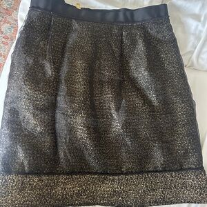 LOFT Elegant Black and Gold Textured a-line Skirt. Above the knee.